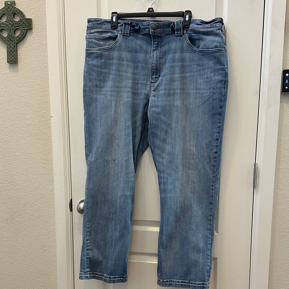 Duluth Trading Co Men's Denim Blue Strait Jeans Ballroom Double Flex Relxd 40x30